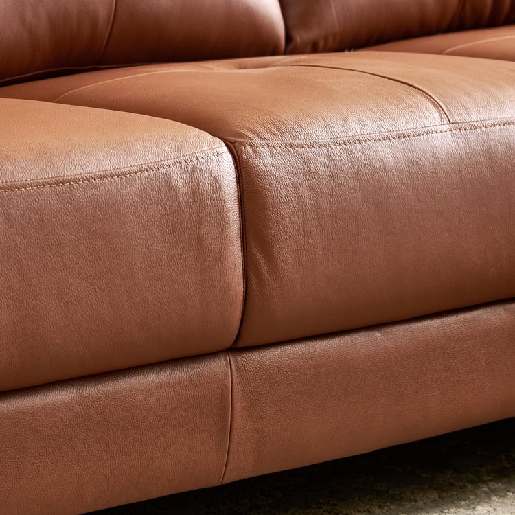 Walter Half Leather 3-Seater Corner Sofa with Right Chaise - Tan