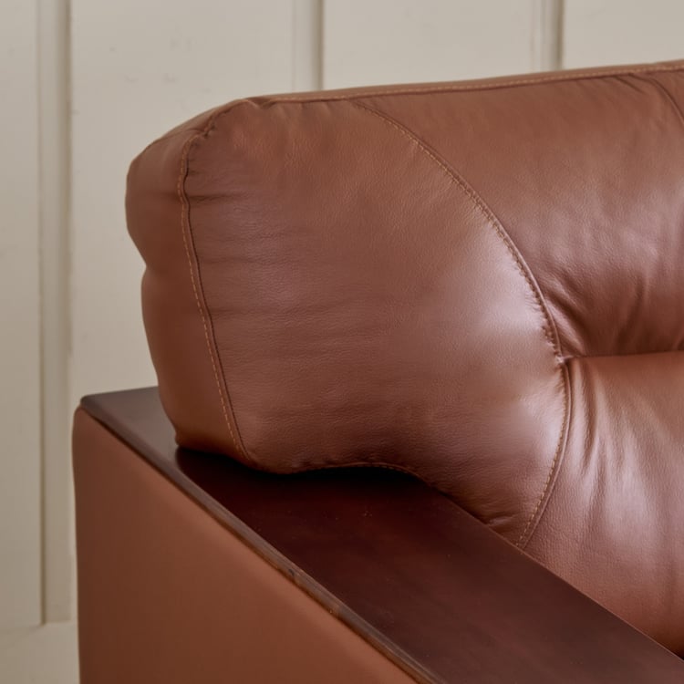 Walter Half Leather 3-Seater Corner Sofa with Left Chaise - Tan