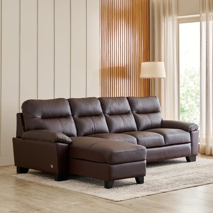 Winchester NXT Half Leather 3-Seater Corner Sofa with Left Chaise - Brown