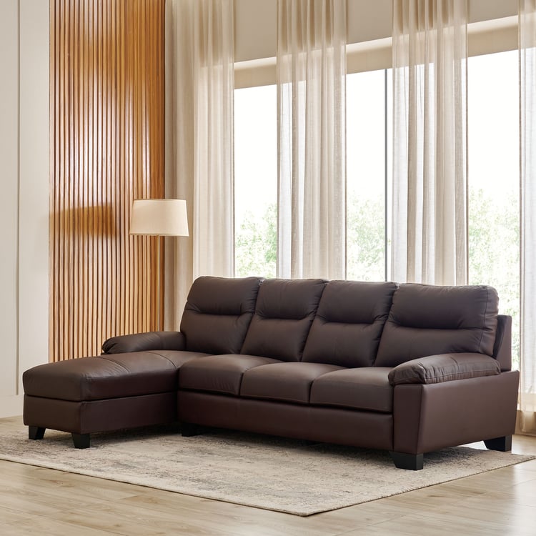 Winchester NXT Half Leather 3-Seater Corner Sofa with Left Chaise - Brown