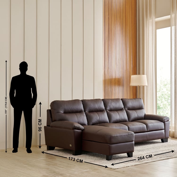 Winchester NXT Half Leather 3-Seater Corner Sofa with Left Chaise - Brown