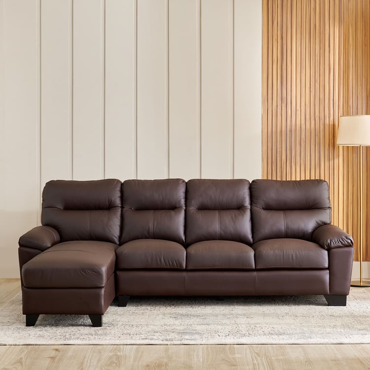 Winchester NXT Half Leather 3-Seater Corner Sofa with Left Chaise - Brown