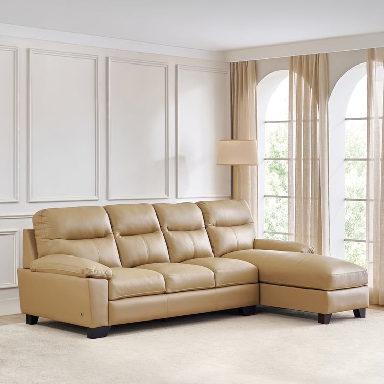 Winchester NXT Half Leather 3-Seater Corner Sofa with Right Chaise - Beige