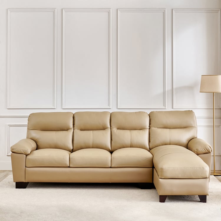 Winchester NXT Half Leather 3-Seater Corner Sofa with Right Chaise - Beige