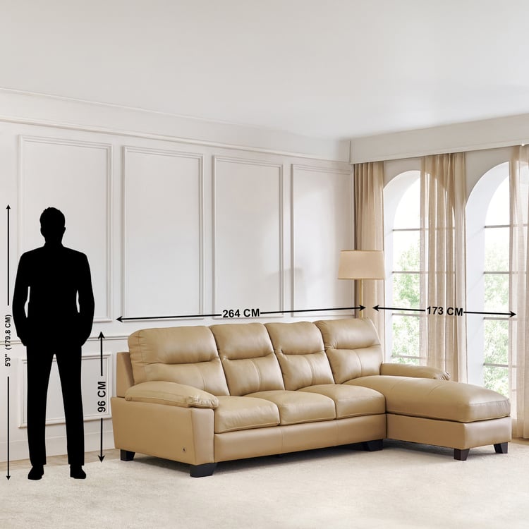 Winchester NXT Half Leather 3-Seater Corner Sofa with Right Chaise - Beige