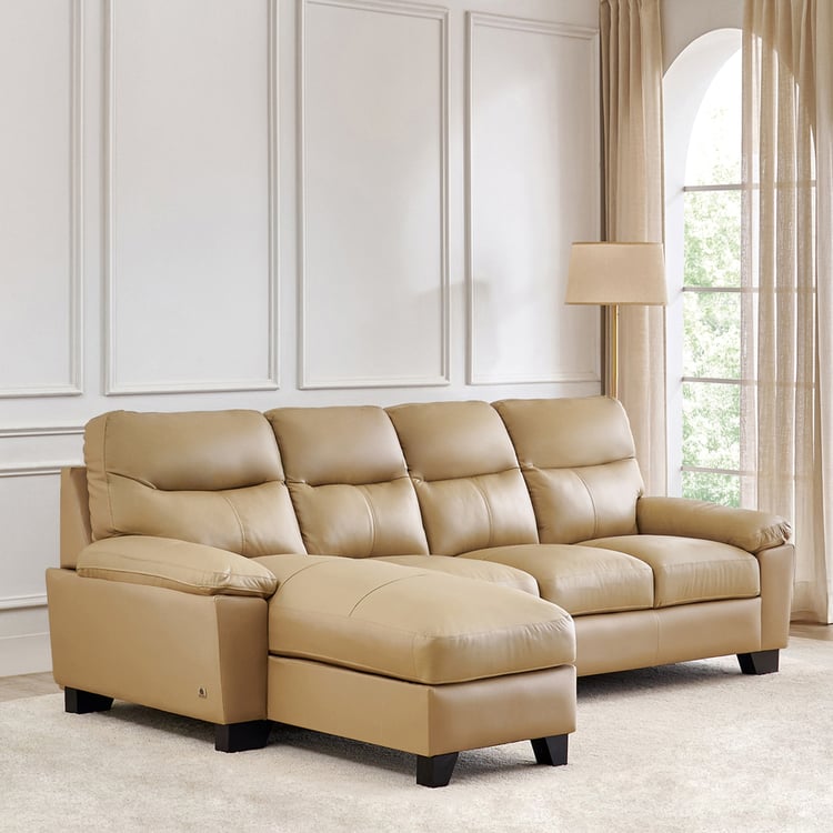 Winchester NXT Half Leather 3-Seater Corner Sofa with Left Chaise - Beige