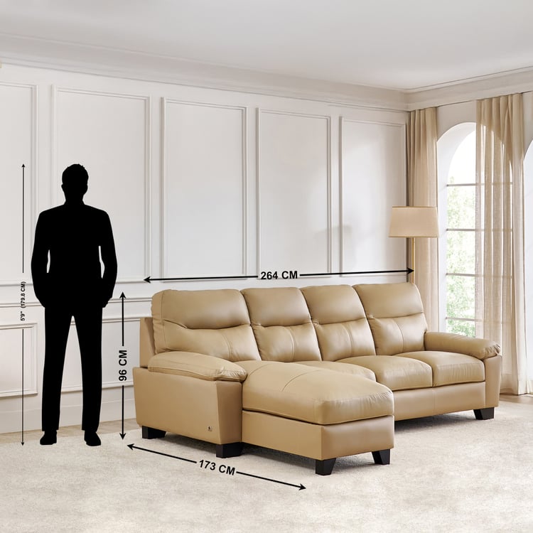 Winchester NXT Half Leather 3-Seater Corner Sofa with Left Chaise - Beige