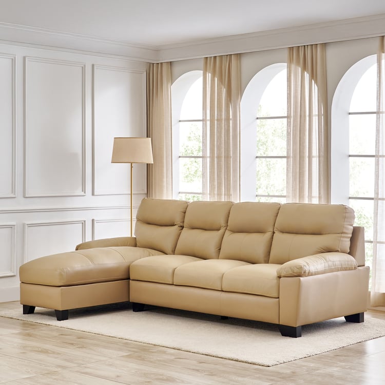 Winchester NXT Half Leather 3-Seater Corner Sofa with Left Chaise - Beige