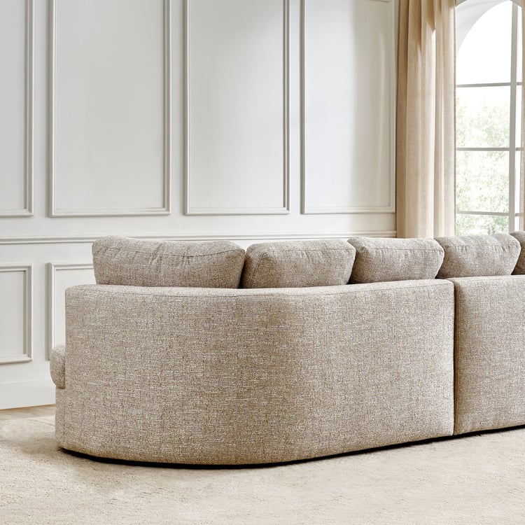Clifton Fabric 3-Seater Sofa with Right Curve - Beige