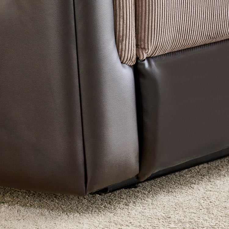 Cristian Fabric 3-Seater Recliner with Right Chaise - Brown