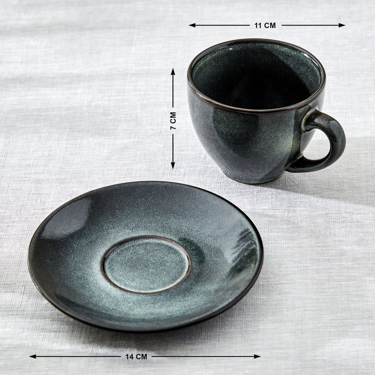 Cadenza Spruce Stoneware Printed Cup and Saucer - 190ml