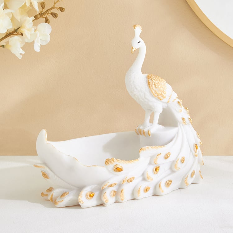 Tamaira Pavo Polyresin Peacock Decorative Bowl