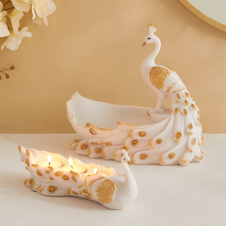 Tamaira Pavo Polyresin Peacock Decorative Bowl