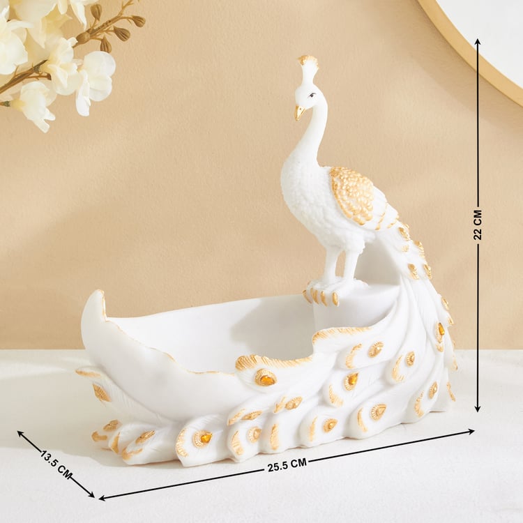 Tamaira Pavo Polyresin Peacock Decorative Bowl
