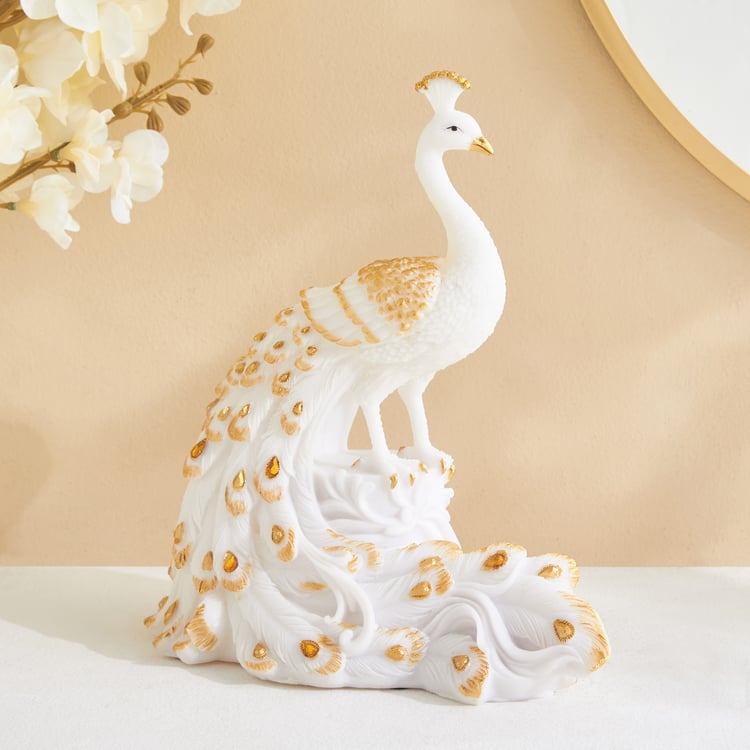Tamaira Pavo Polyresin Peacock on Branch Figurine