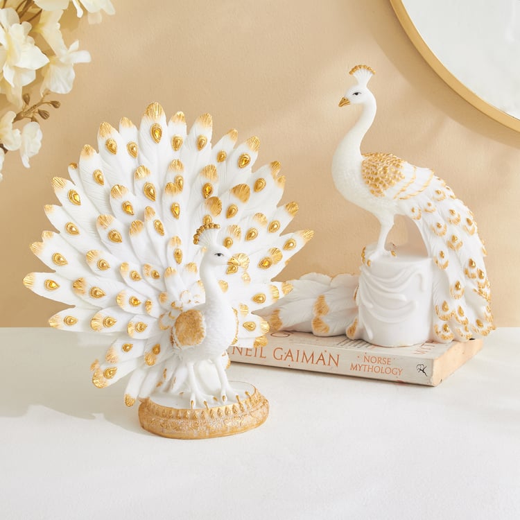 Tamaira Pavo Polyresin Peacock on Branch Figurine