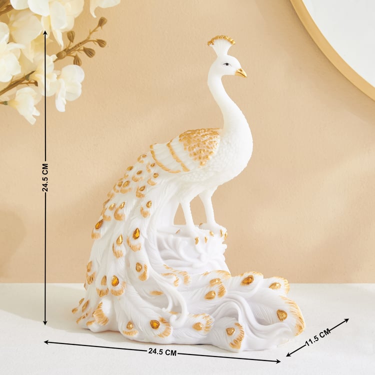 Tamaira Pavo Polyresin Peacock on Branch Figurine