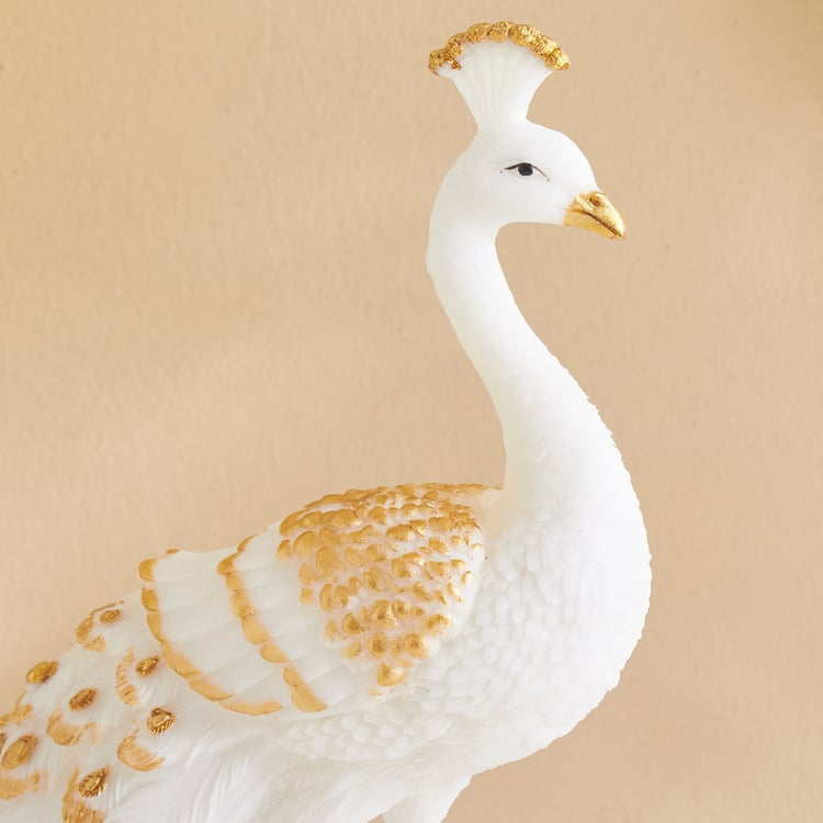 Tamaira Pavo Polyresin Peacock on Branch Figurine