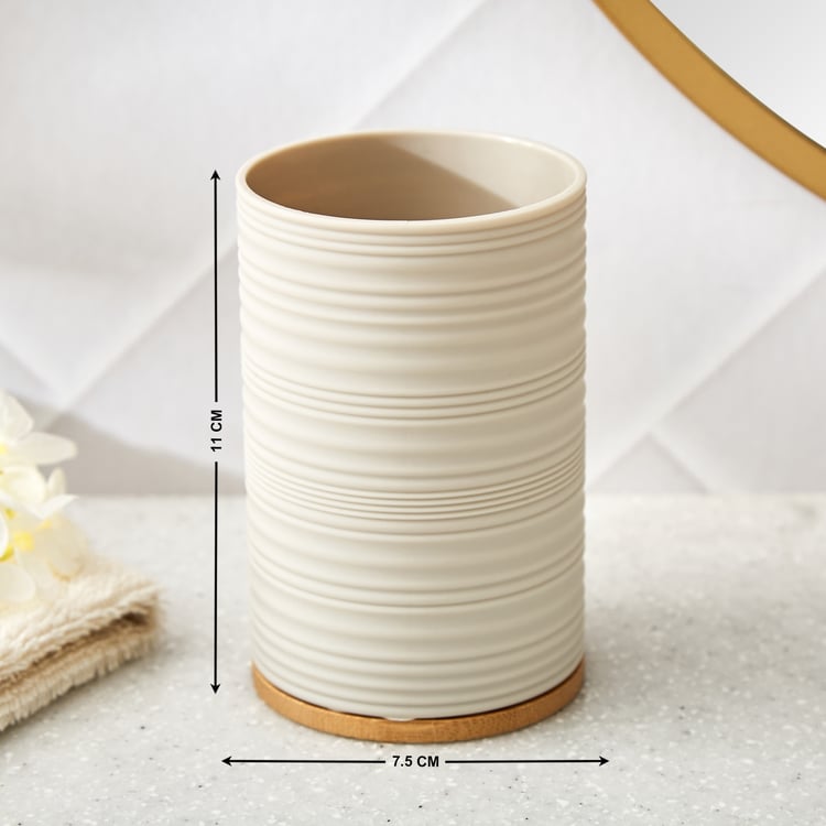 Intelio Boyle Taupe Holder with Wooden Base