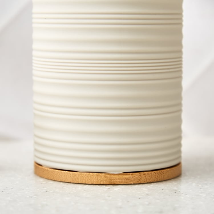 Intelio Boyle Taupe Holder with Wooden Base