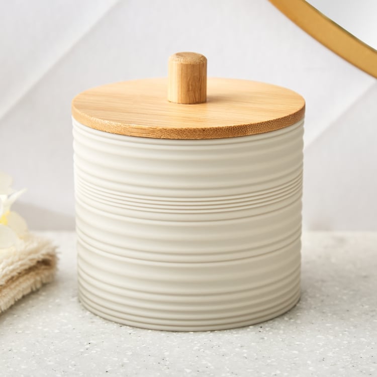Intelio Boyle Cotton Jar with Wooden Lid