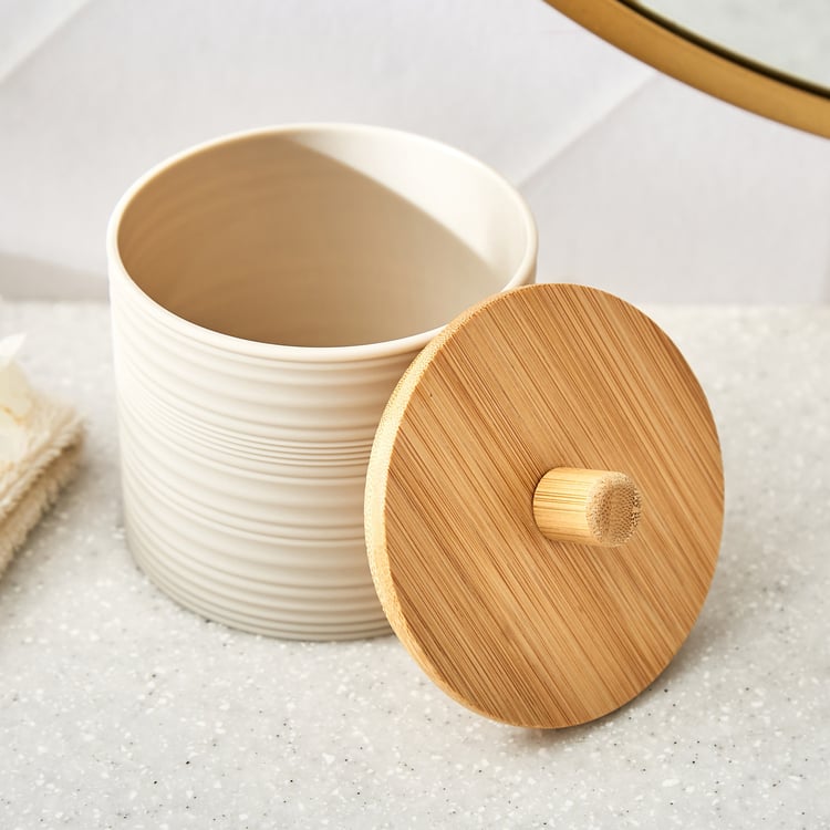 Intelio Boyle Cotton Jar with Wooden Lid