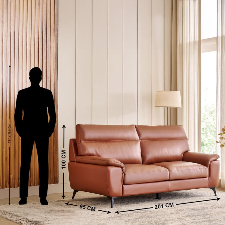 Aprilla NXT Half Leather 3-Seater Sofa - Tan