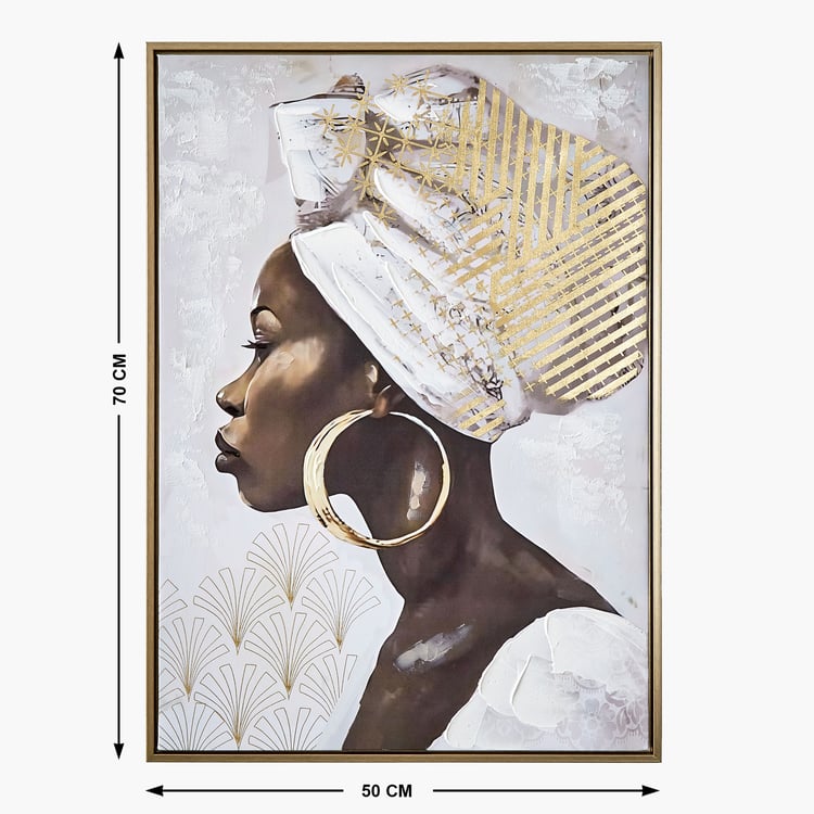Artistry Sartora Canvas Hand Painted African Lady Picture Frame - 50x70cm