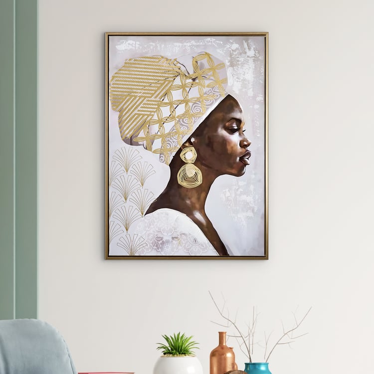 Artistry Sartora Canvas Hand Painted African Lady Picture Frame - 50x70cm