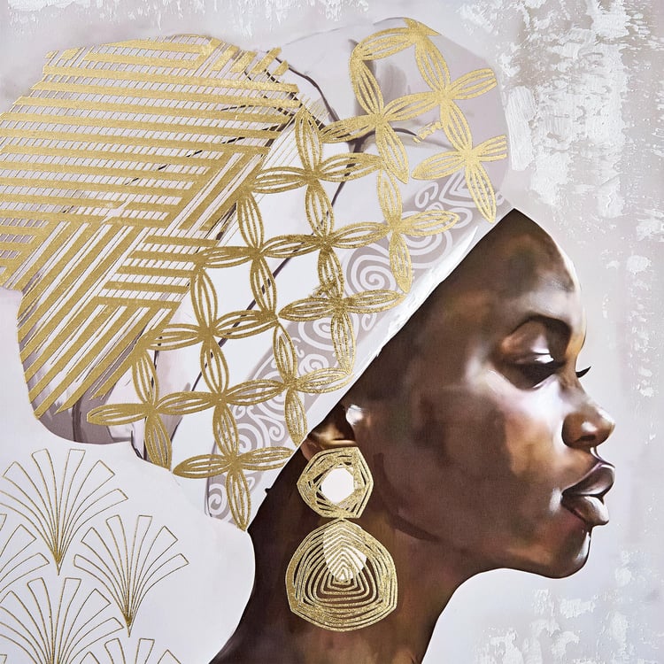 Artistry Sartora Canvas Hand Painted African Lady Picture Frame - 50x70cm