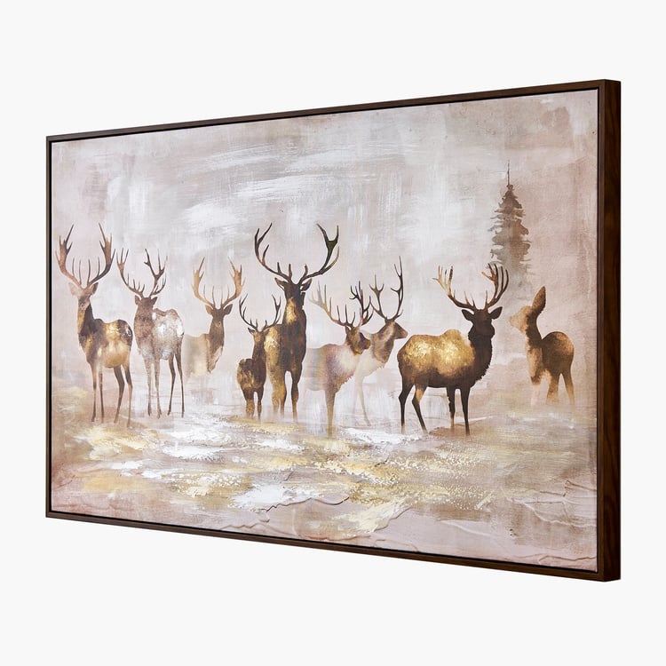 Artistry Sohome Canvas Hand Painted Reindeer Picture Frame - 100x60cm