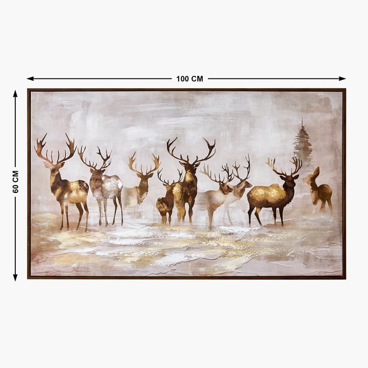 Artistry Sohome Canvas Hand Painted Reindeer Picture Frame - 100x60cm