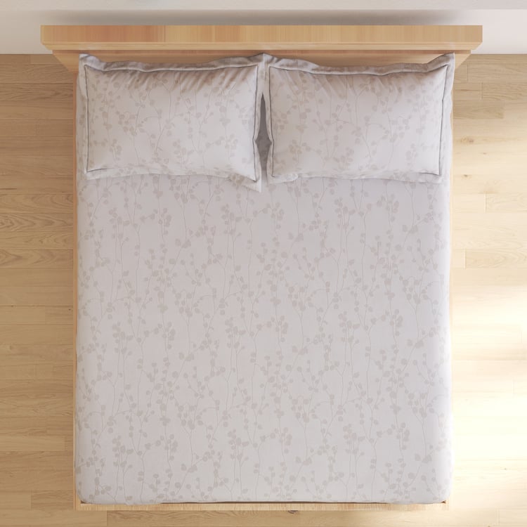 Oxford Vine Cotton 144TC Printed 3Pcs Super King Bedsheet Set