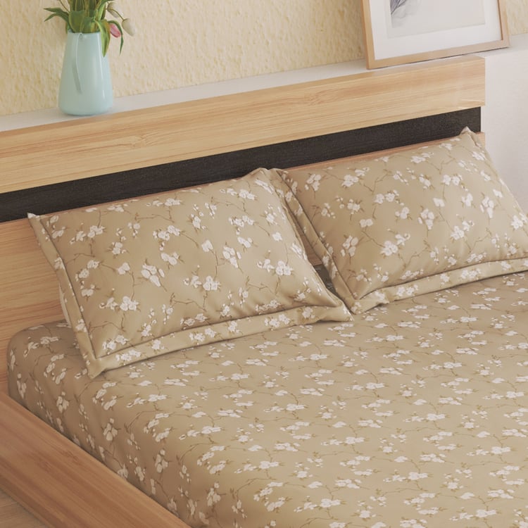 Oxford Sakura Cotton 144TC Floral Print 3Pcs Super King Bedsheet Set