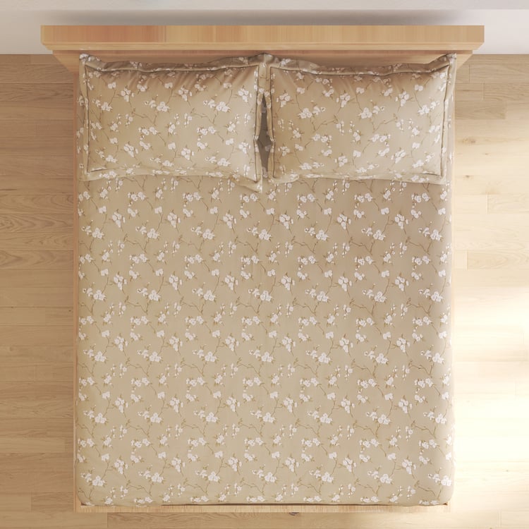 Oxford Sakura Cotton 144TC Floral Print 3Pcs Super King Bedsheet Set