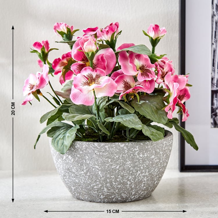 Gloria Bloom Artificial Pansy Flowers in Paper Mache Pot