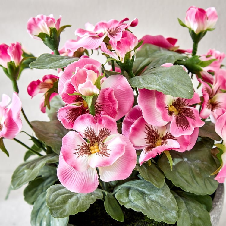 Gloria Bloom Artificial Pansy Flowers in Paper Mache Pot