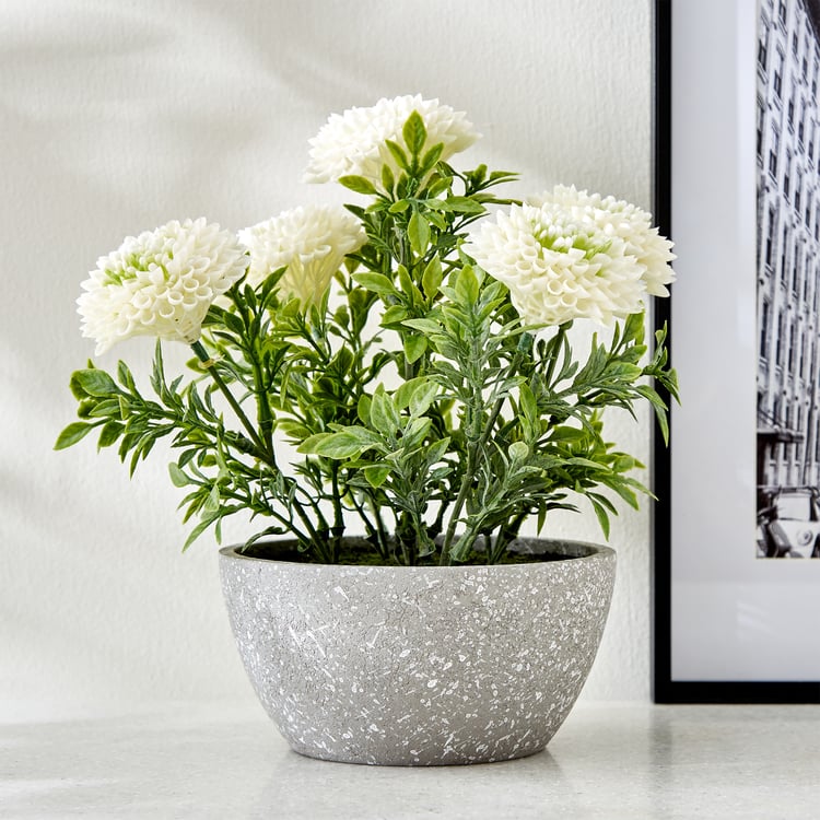 Gloria Bloom Artificial Chrysthemum Flowers in Paper Mache Pot