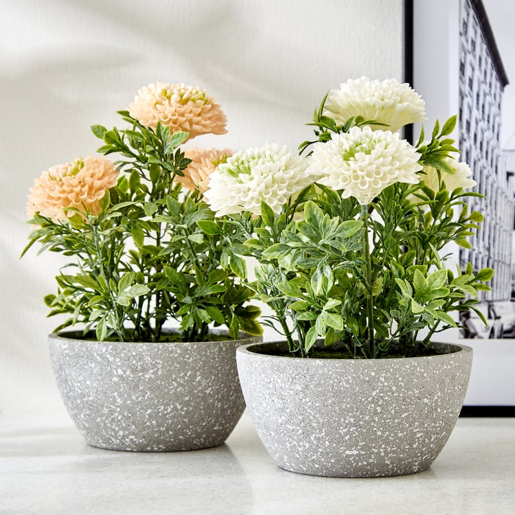 Gloria Bloom Artificial Chrysthemum Flowers in Paper Mache Pot