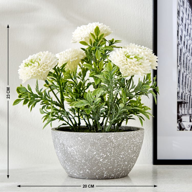 Gloria Bloom Artificial Chrysthemum Flowers in Paper Mache Pot