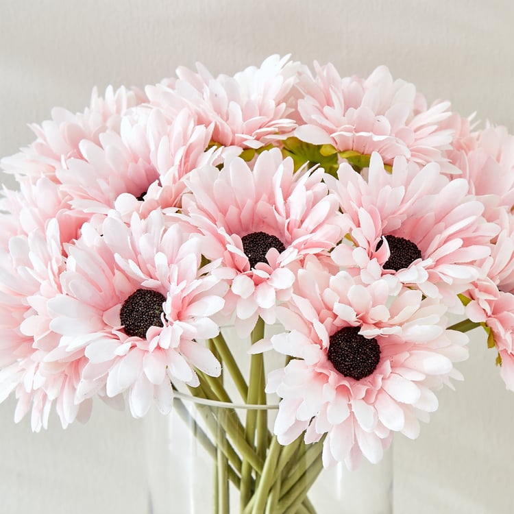 Gloria Prism Artificial Gerbera Flowers in Glass Vase