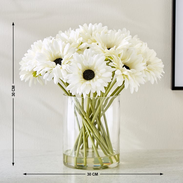 Gloria Prism Artificial Gerbera Flowers in Glass Vase