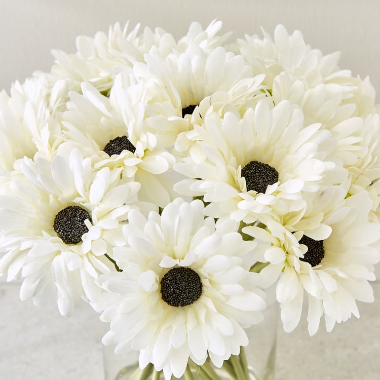 Gloria Prism Artificial Gerbera Flowers in Glass Vase