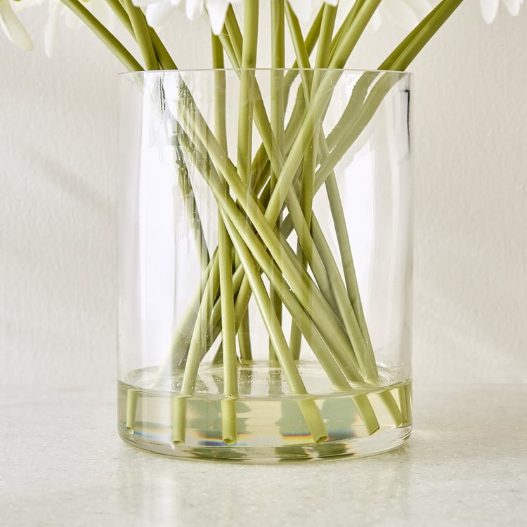 Gloria Prism Artificial Gerbera Flowers in Glass Vase