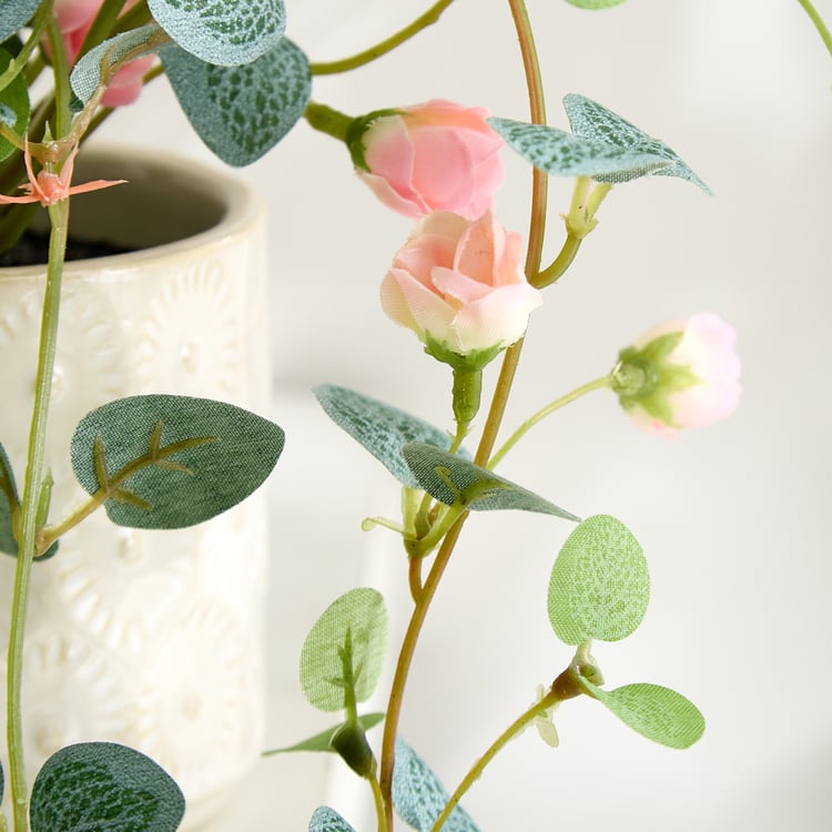 Gloria Drape Artificial Rose Bud Hanging Creeper in Ceramic Pot
