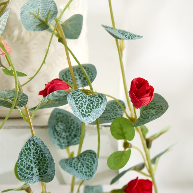 Gloria Drape Artificial Rose Hanging Creeper in Ceramic Pot