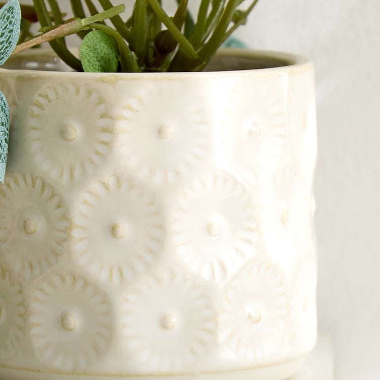 Gloria Drape Artificial Rose Hanging Creeper in Ceramic Pot