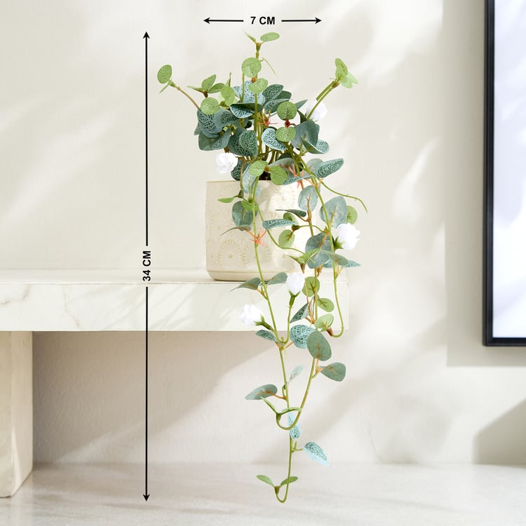 Gloria Drape Artificial Rose Bud Hanging Creeper in Ceramic Pot