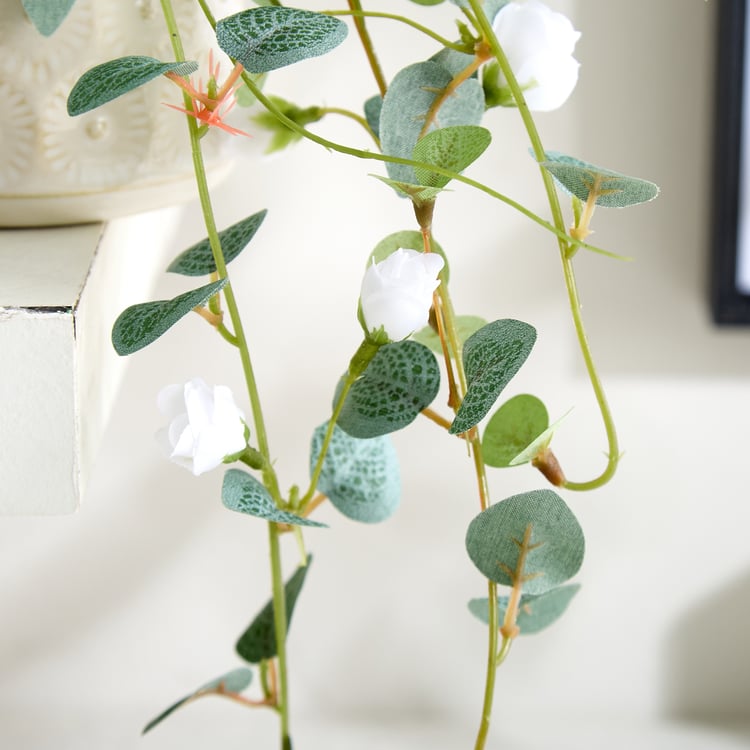 Gloria Drape Artificial Rose Bud Hanging Creeper in Ceramic Pot
