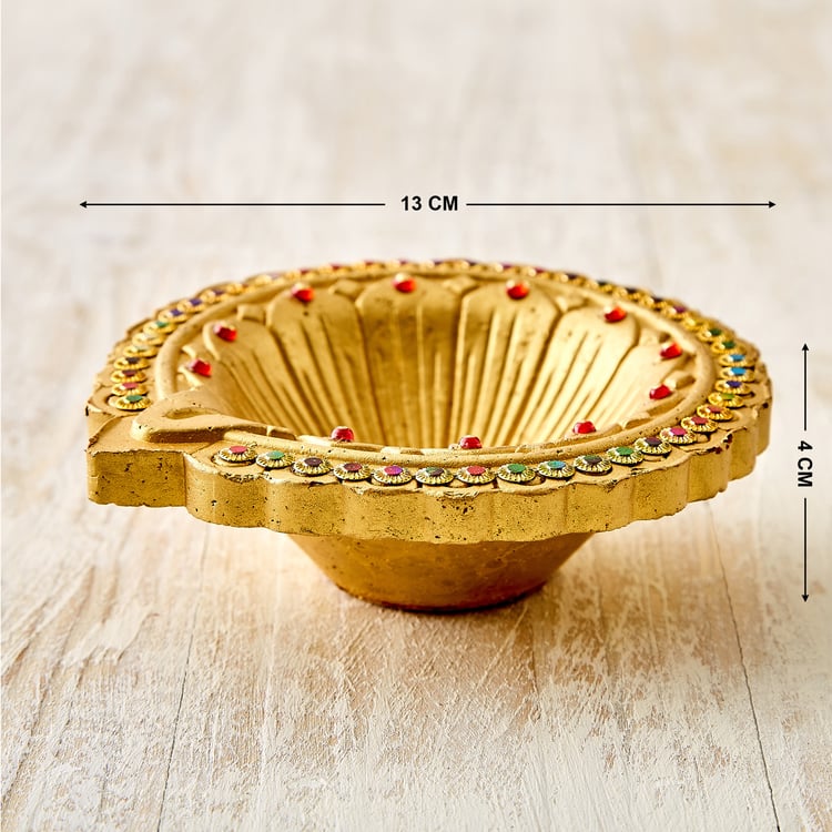 Utsav Clay Embellished Akhand Diya